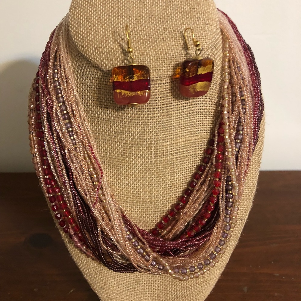 Gorgeous multistrand necklace and earrings